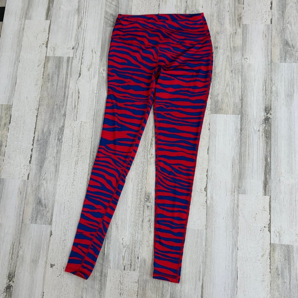 Team Tights Women's Size Small Red/Blue Zubaz Style Print Buffalo Bills Colors - Picture 1 of 4